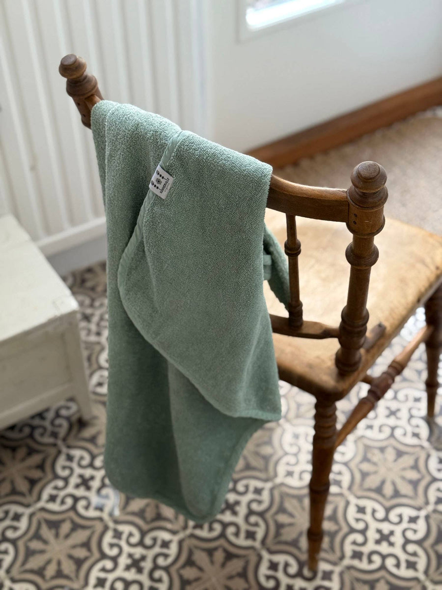 Organic Cotton Hooded Baby Towel with Rabbit Ears - Cameo Green