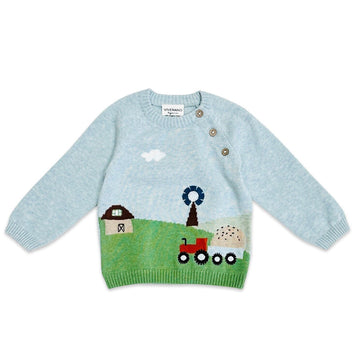 Organic Cotton Knit Baby Pullover Sweater - Farm
