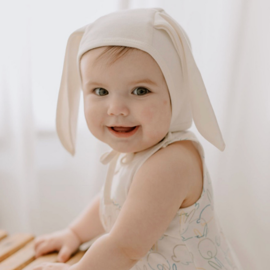 Organic Baby Bonnet with Bunny Ears