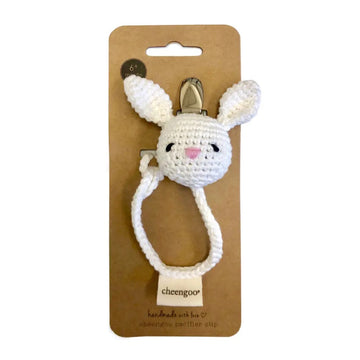 Handmade Crocheted Cotton Pacifier Clip - Bunny