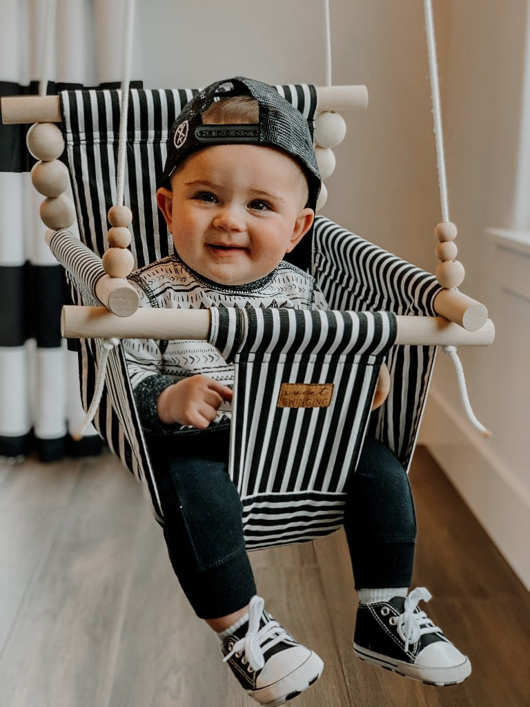 Indoor Baby/Child Swing - Classic Black White Stripe