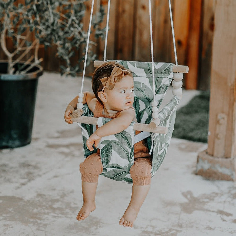 summer infant swing Sweet Swinging Outdoor Baby & Toddler Swing–Tropical Leaf 1 / 8' / Twisted Black