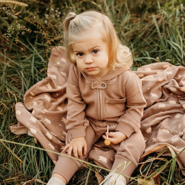 Organic Cozy Zipper Romper - Latte