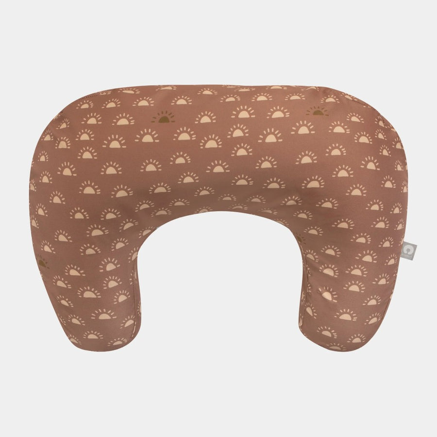 Boppy pillow with sun pattern on a light gray background