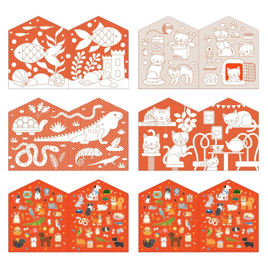 Coloring Book with Stickers - Pets