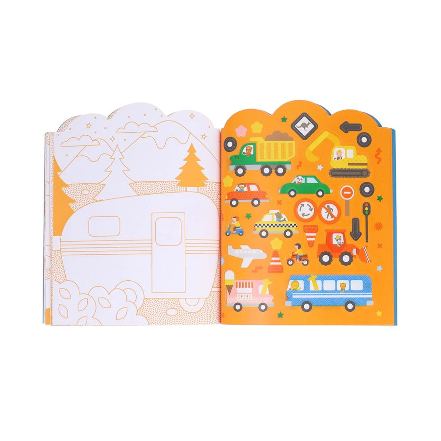 Coloring Book with Stickers - Vehicles