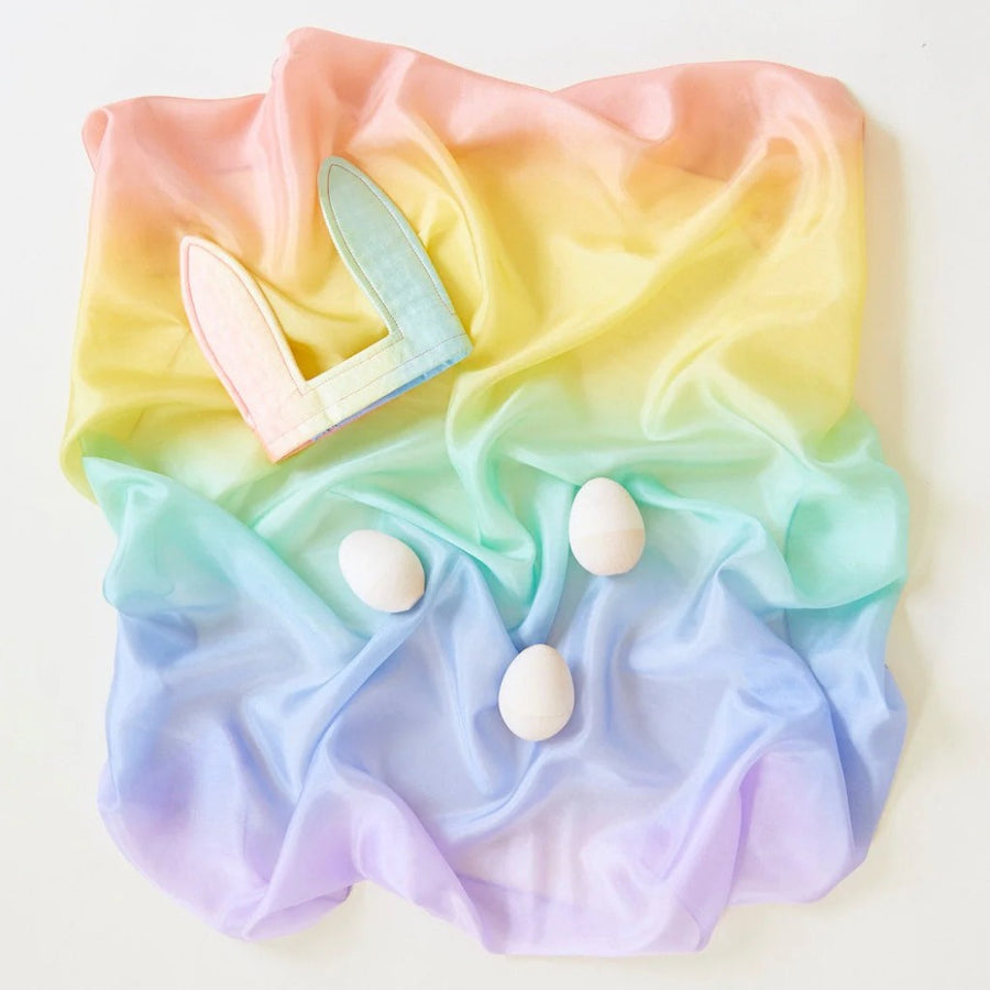 Silk Bunny Ears Headband - Soft Rainbow