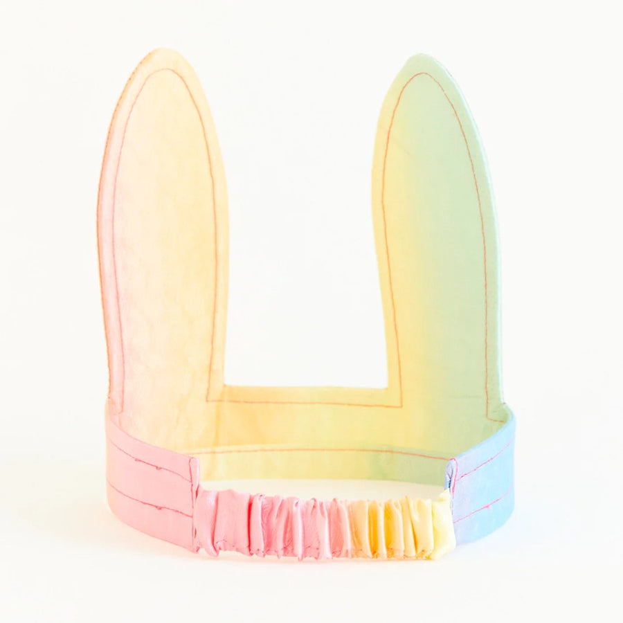 Silk Bunny Ears Headband - Soft Rainbow
