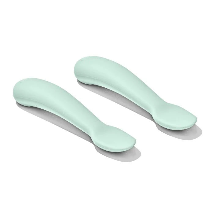 OXO Tot Textured Silicone Suction Plate + Spoon Set - Opal