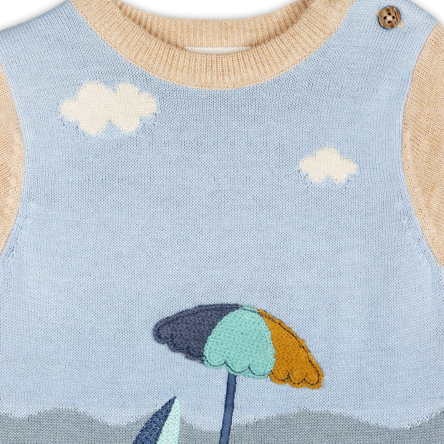 Beach Day Jacquard Knit Organic Baby Romper