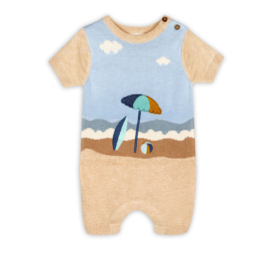Beach Day Jacquard Knit Organic Baby Romper