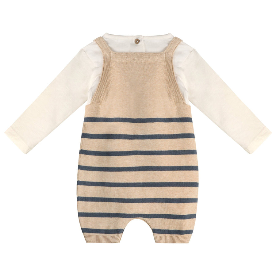 Crab Embroidered Knit Baby Romper & Bodysuit Set