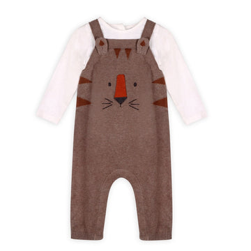 Tiger Jacquard Knit Baby Overall Set