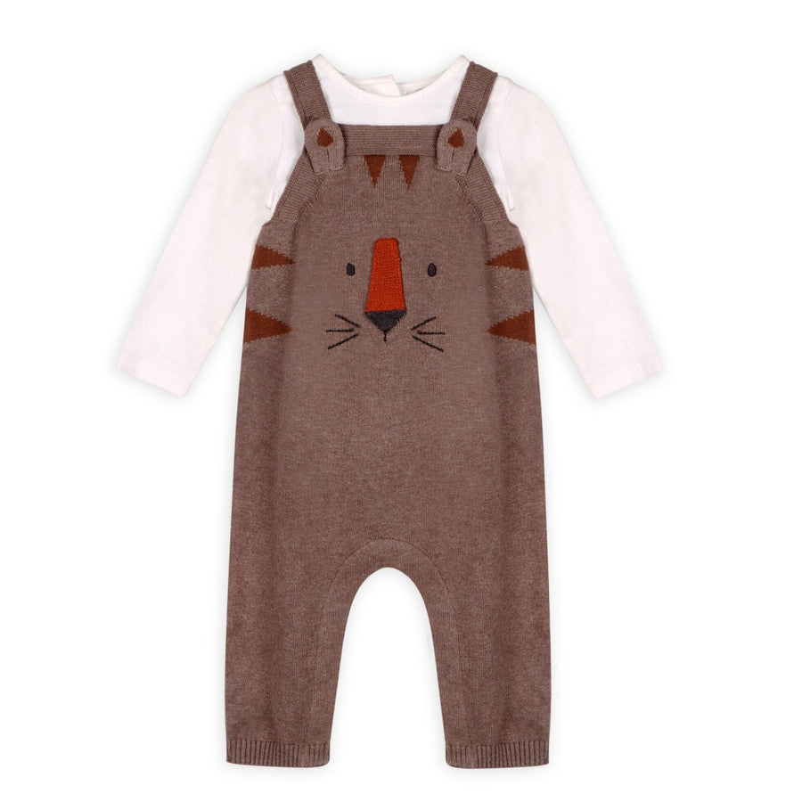 Tiger Jacquard Knit Baby Overall Set