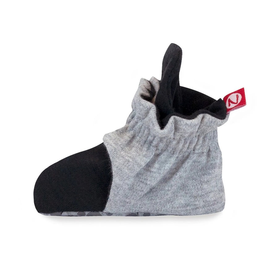 Organic Cotton Baby Booties - Heather Gray/Black