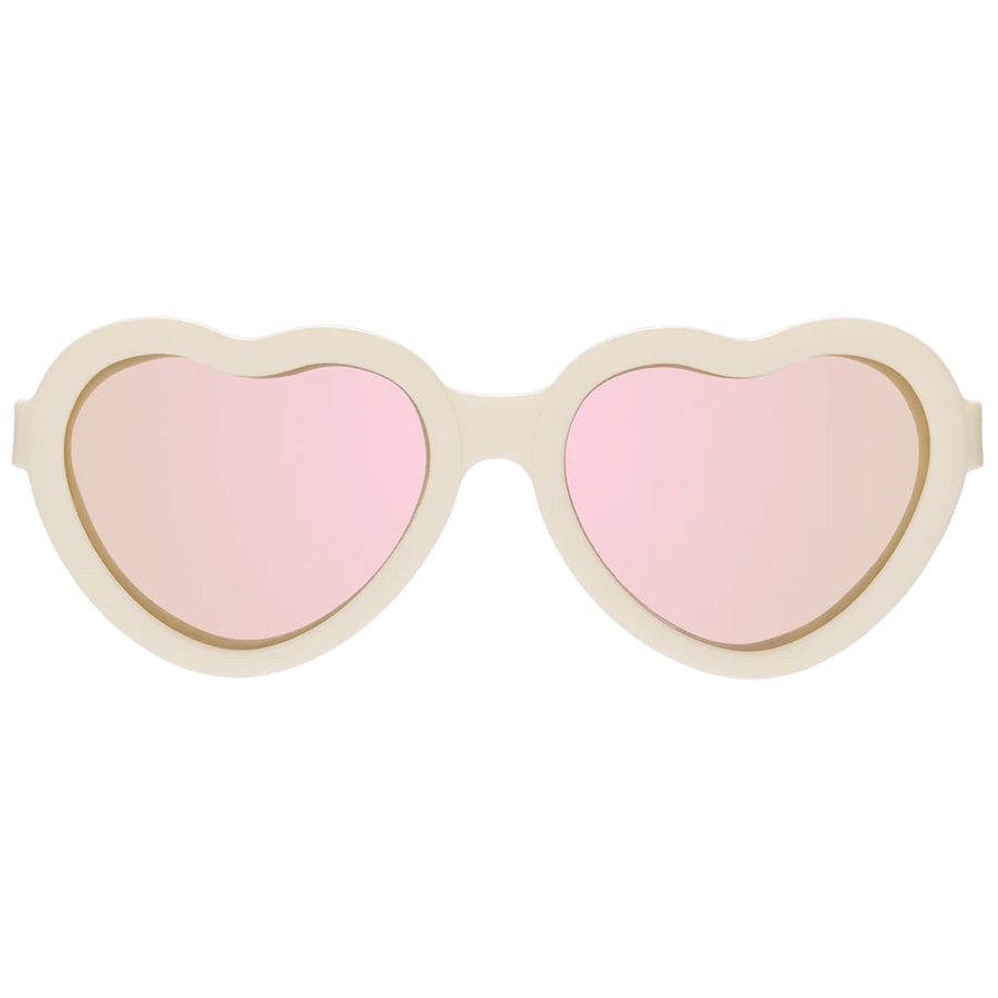 Baby and Kids Heart Polarized Sunglasses - Sweet Cream/Mirrored Lens