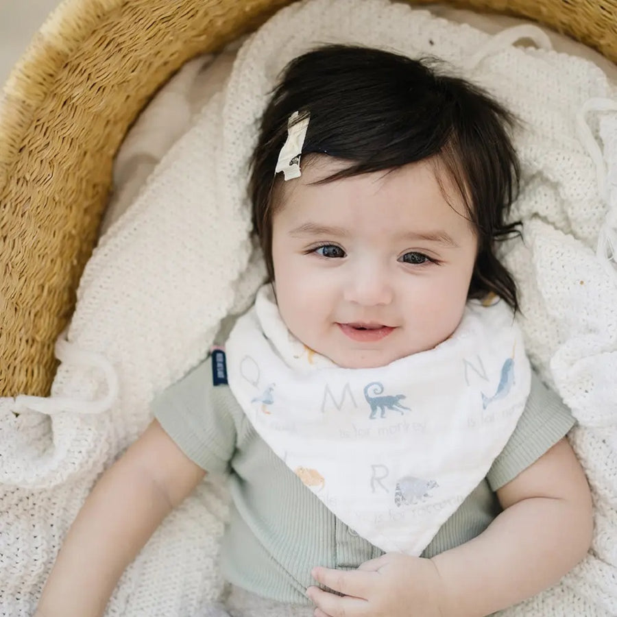 Oh So Soft Muslin Bandana Bib - Animal Alphabet