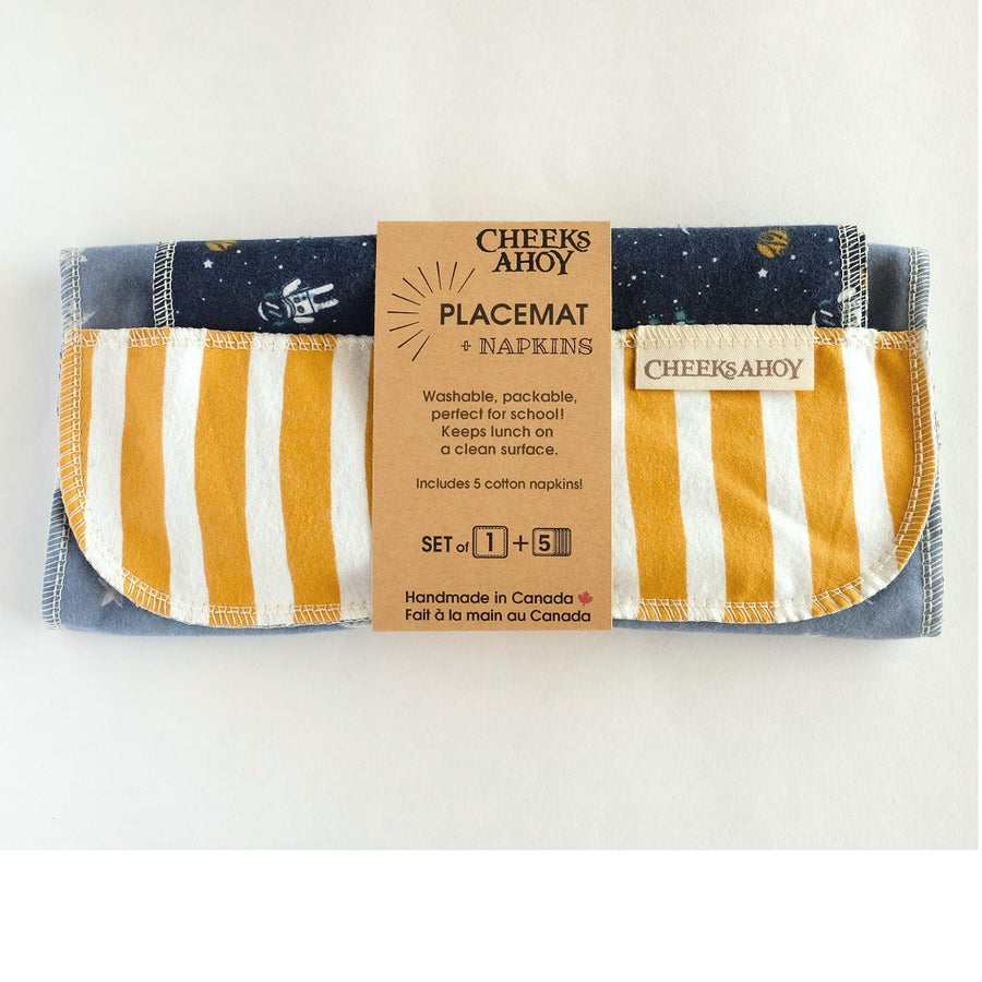 Kids Packable Placemat + Cloth Napkins Set