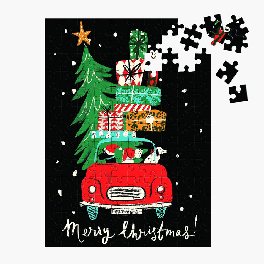 Puzzle Ornament - Christmas Car