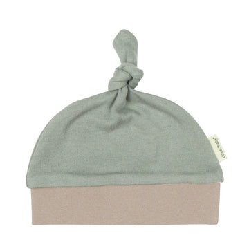 Banded Top Knot Hat - Seafoam/Oatmeal