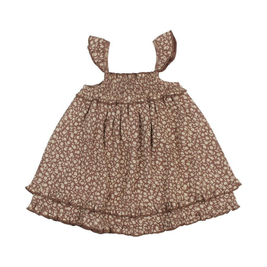 Smocked Summer Dress - Latte Floral