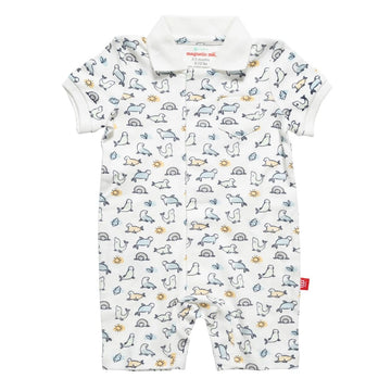 Organic Magnetic Short Sleeve Romper - Sealed with a Kiss