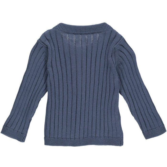 Ribbed Knit Cardigan - Indigo