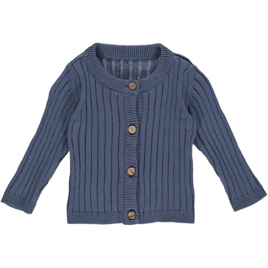 Ribbed Knit Cardigan - Indigo