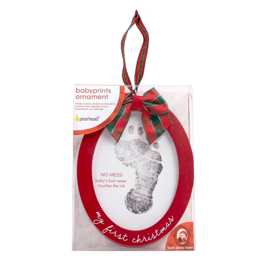 Babyprints Holiday Photo Ornament with Clean-Touch Ink Pad - Red