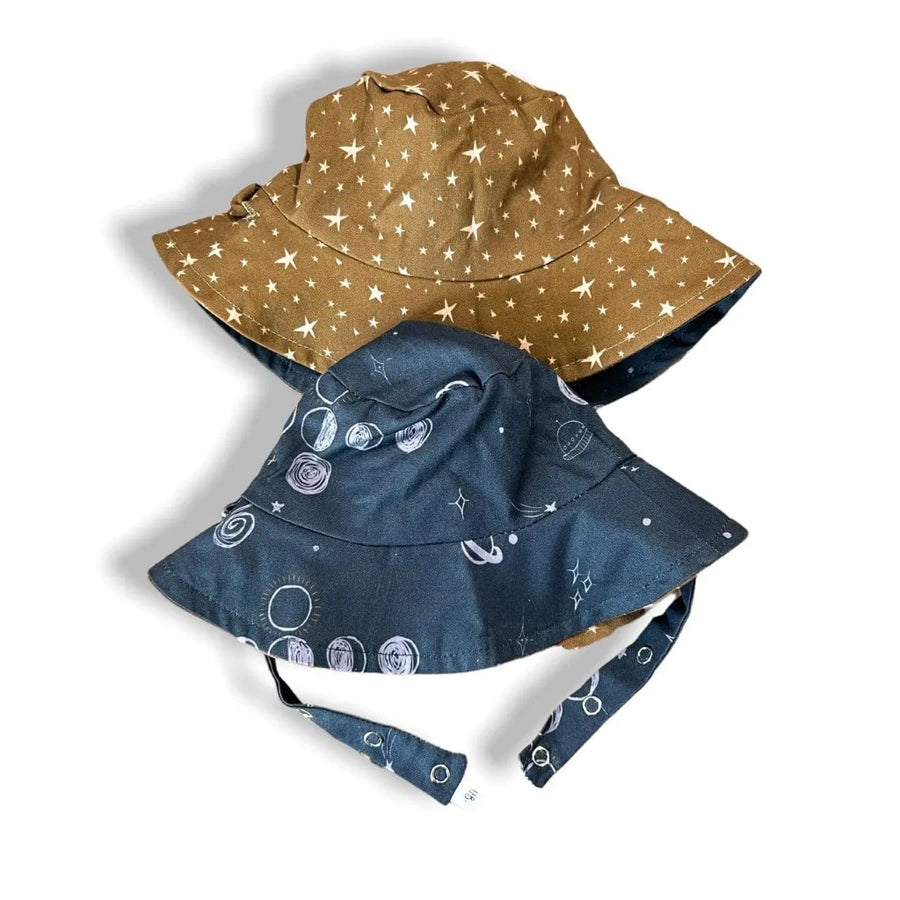Organic Reversible Bucket Sun Hat - Starry Moon Phases