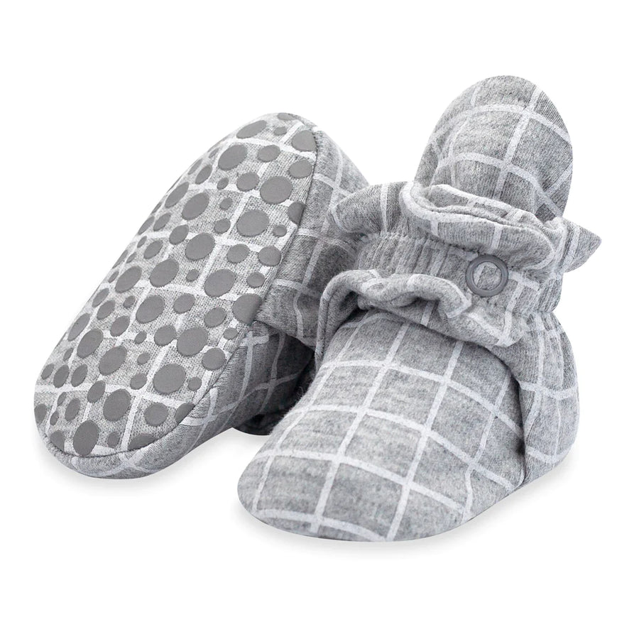 Organic Cotton Baby Booties - Windowpane