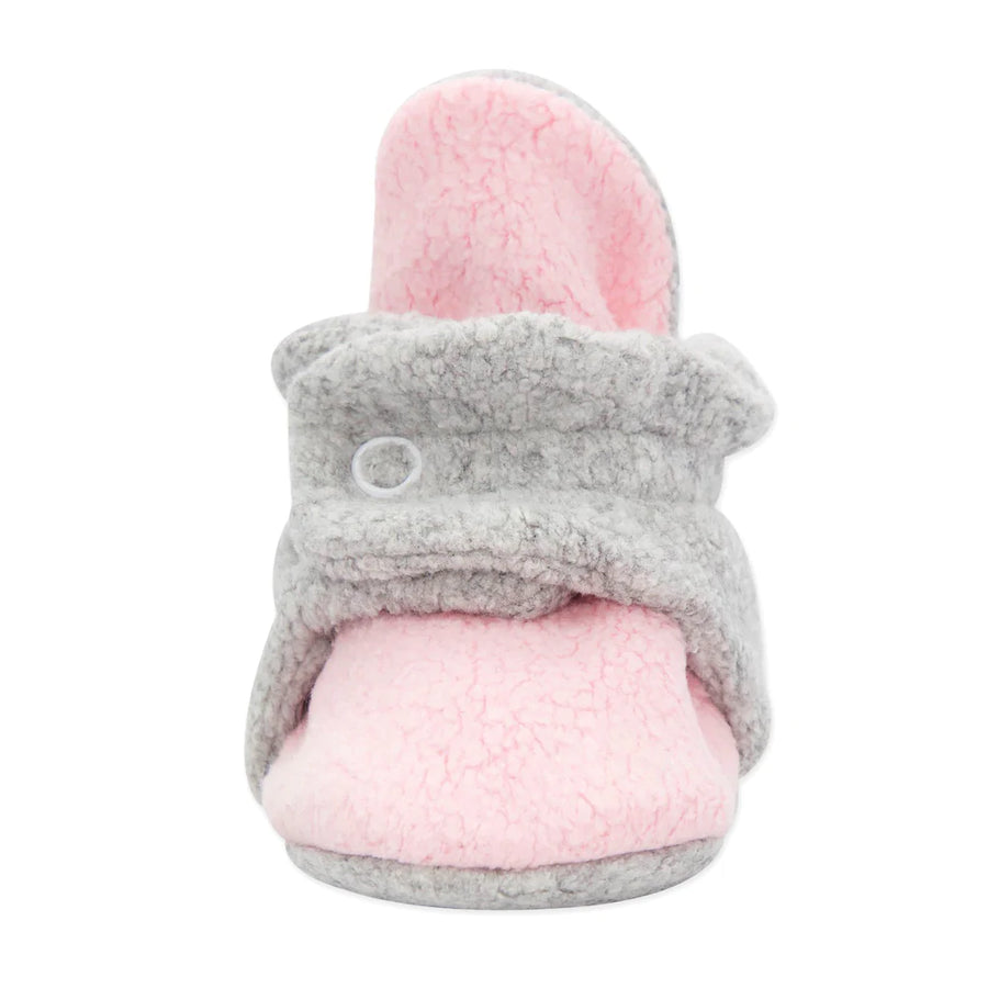 Cozie Fleece Baby Booties - Baby Pink/Heather Gray