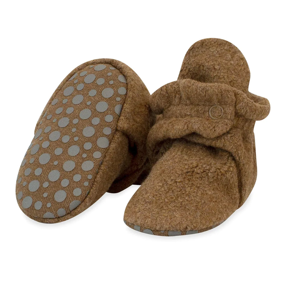 Cozie Fleece Baby Booties - Heather Mocha