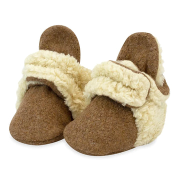 Cozie Furry Baby Booties - Heather Mocha