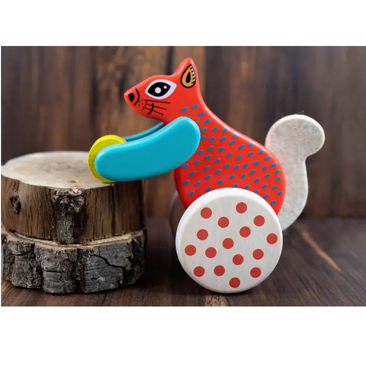 Wooden Squirrel Push Toy