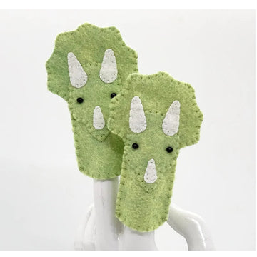 Handmade Felt Finger Puppet - Triceratops