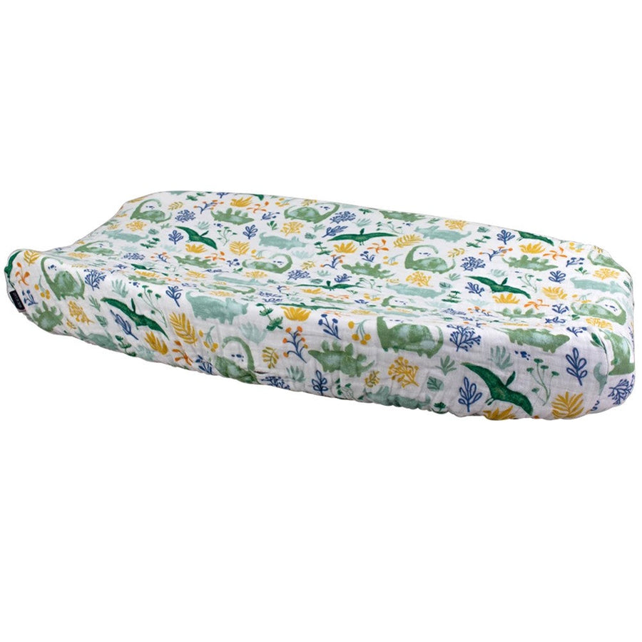 Classic Cotton Muslin Changing Pad Cover - Dino Roar