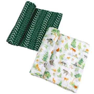 Classic Muslin Swaddle 2 pack - Forest Friends + Mudcloth