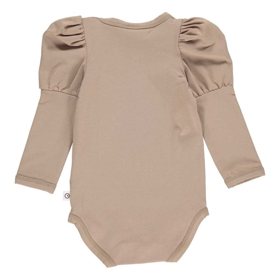 Cozy Me Long Sleeve Bodysuit with Puff Sleeves - Seed