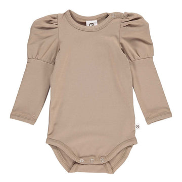Cozy Me Long Sleeve Bodysuit with Puff Sleeves - Seed