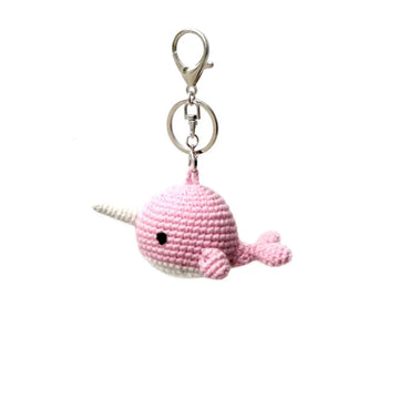 Crochet Backpack/Keychain Charm - Pink Narwhal