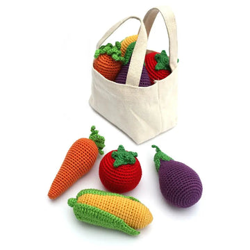 Crochet Veggie Set in Market Bag