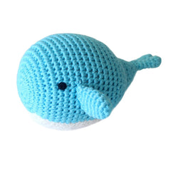 Handmade Bamboo Crochet Teething Rattle - Blue Whale