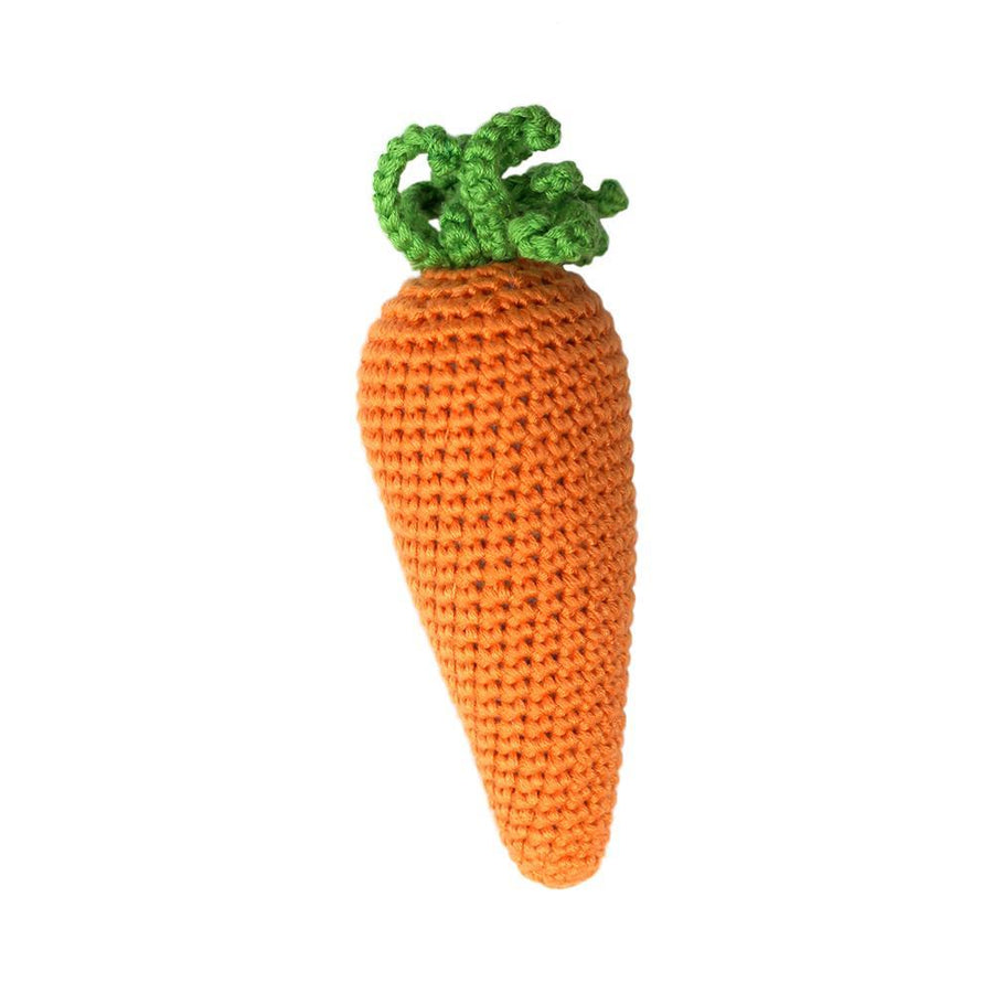 Handmade Bamboo Crochet Teething Rattle - Carrot