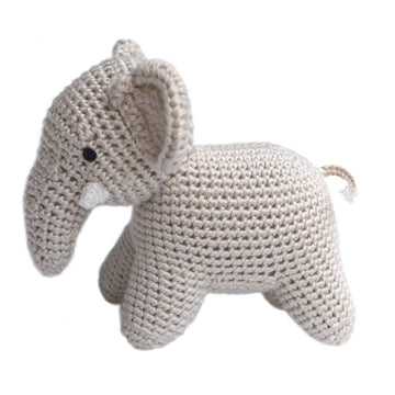 Handmade Bamboo Crochet Teething Rattle - Elephant