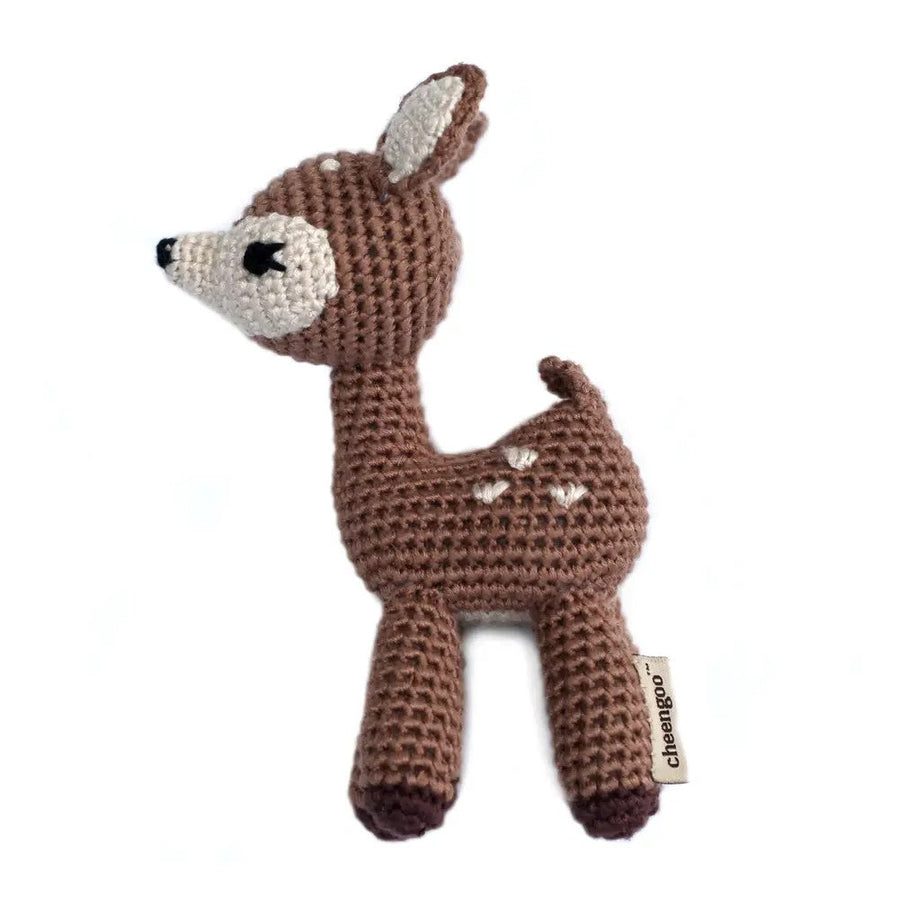 Handmade Bamboo Crochet Teething Rattle - Fawn