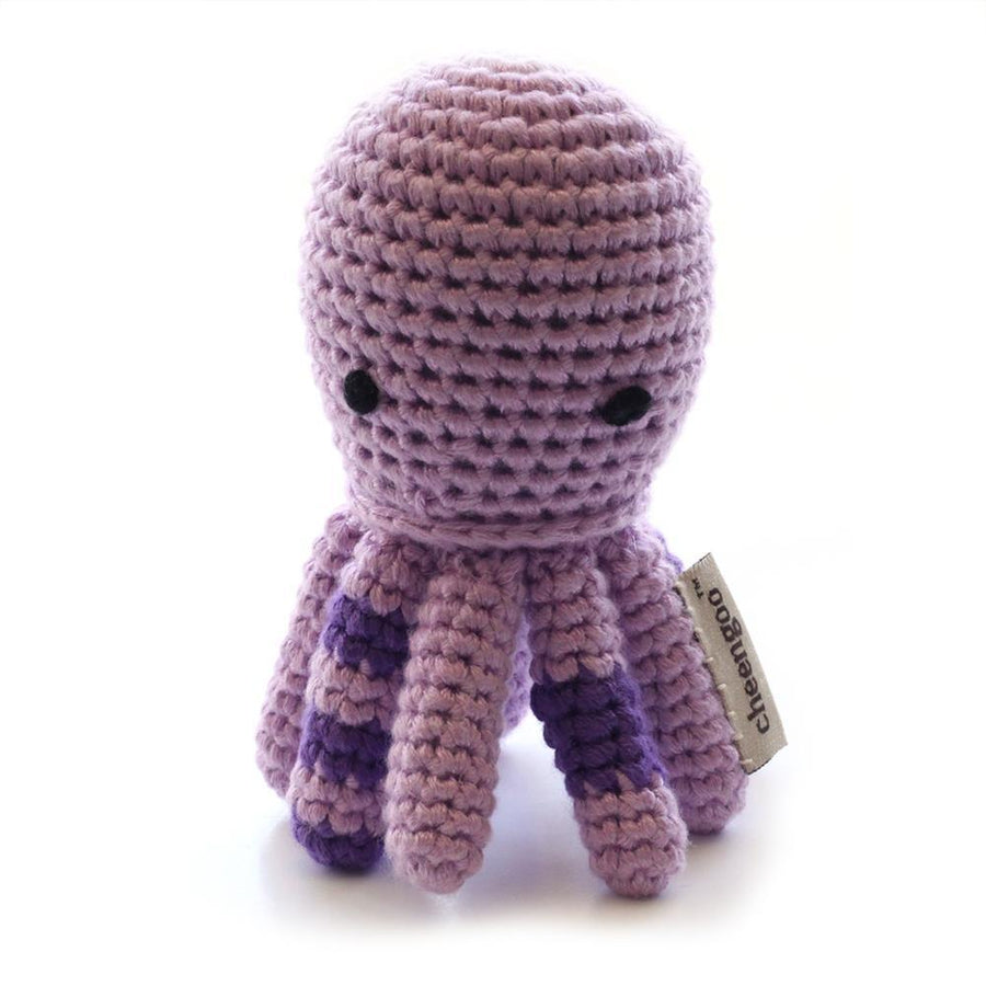 Handmade Bamboo Crochet Teething Rattle - Octopus