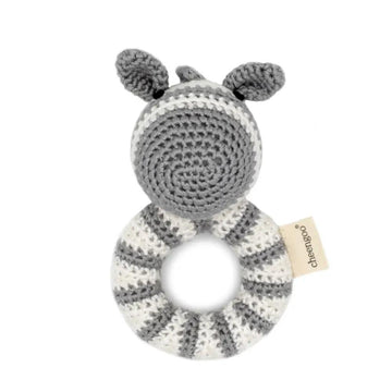 Handmade Crochet Teething Ring Rattle - Zebra