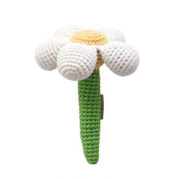 Handmade Crochet Teething Stick Rattle - Flower