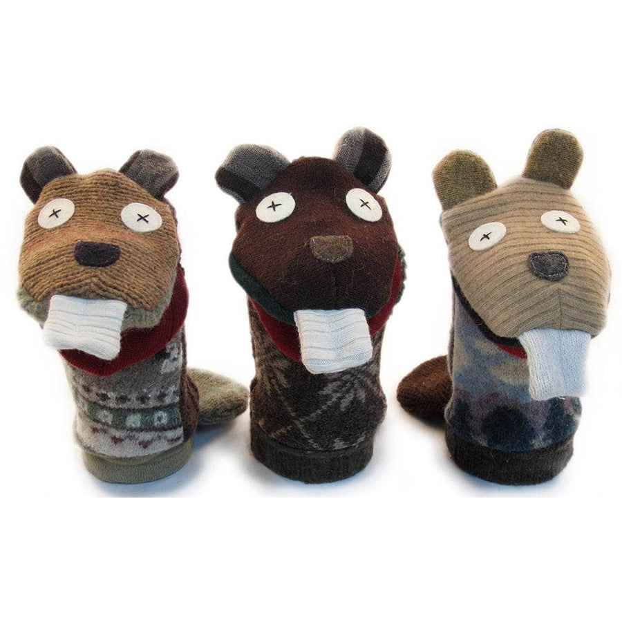 Handmade Upcycled Wool Animal Hand Puppets